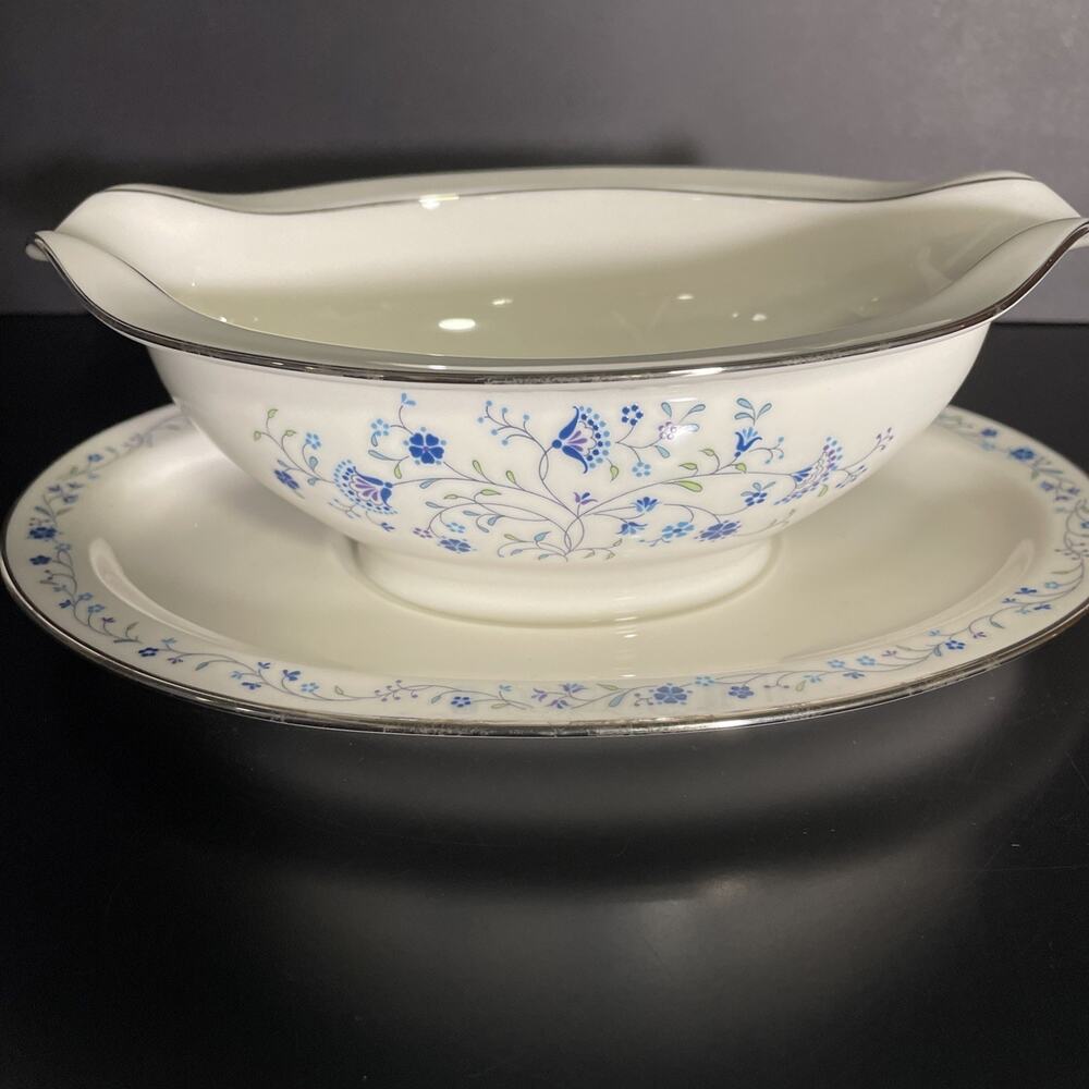 Noritake China SERENE GARDEN 7164 GRAVY BOAT with ATTACHED UNDERPLATE Japan - Picture 5 of 12